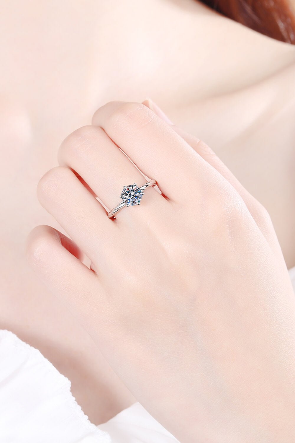 1 Carat Moissanite 6-Prong Twisted Ring - 图片 2