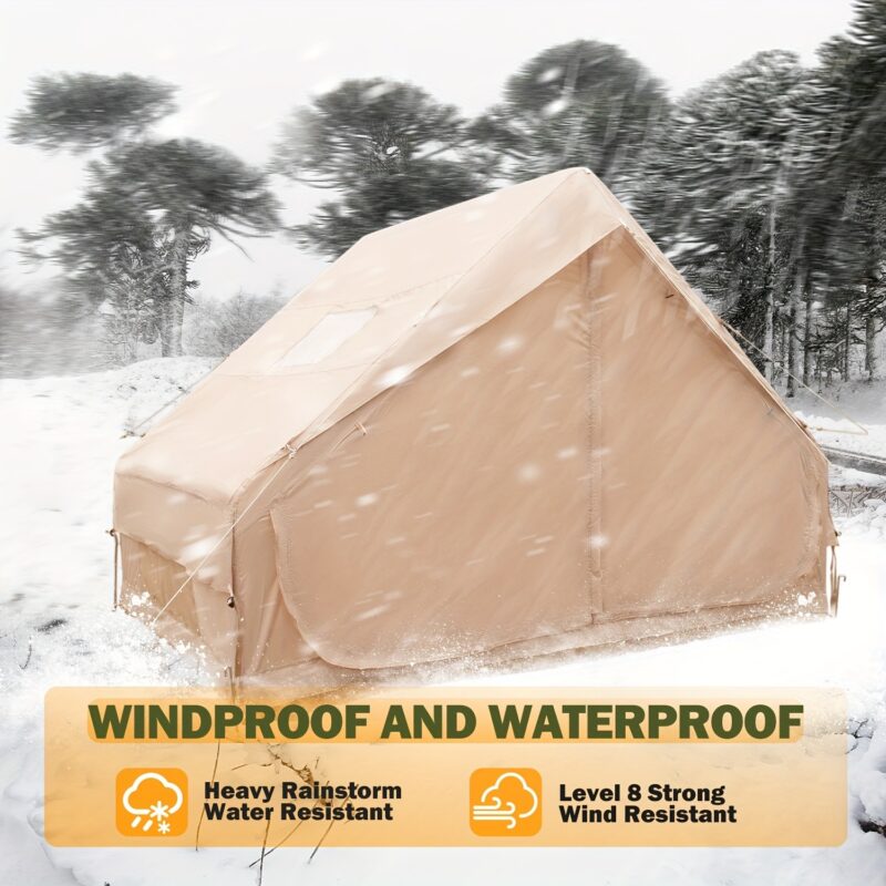 4-6 person inflatable camping tent, luxury inflatable tent with manual pump, easy to set up cabin tent, with mesh window, suitable for family camping and emergency shelter - 图片 10