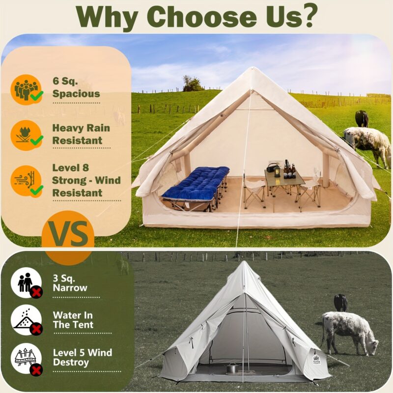 4-6 person inflatable camping tent, luxury inflatable tent with manual pump, easy to set up cabin tent, with mesh window, suitable for family camping and emergency shelter - 图片 11
