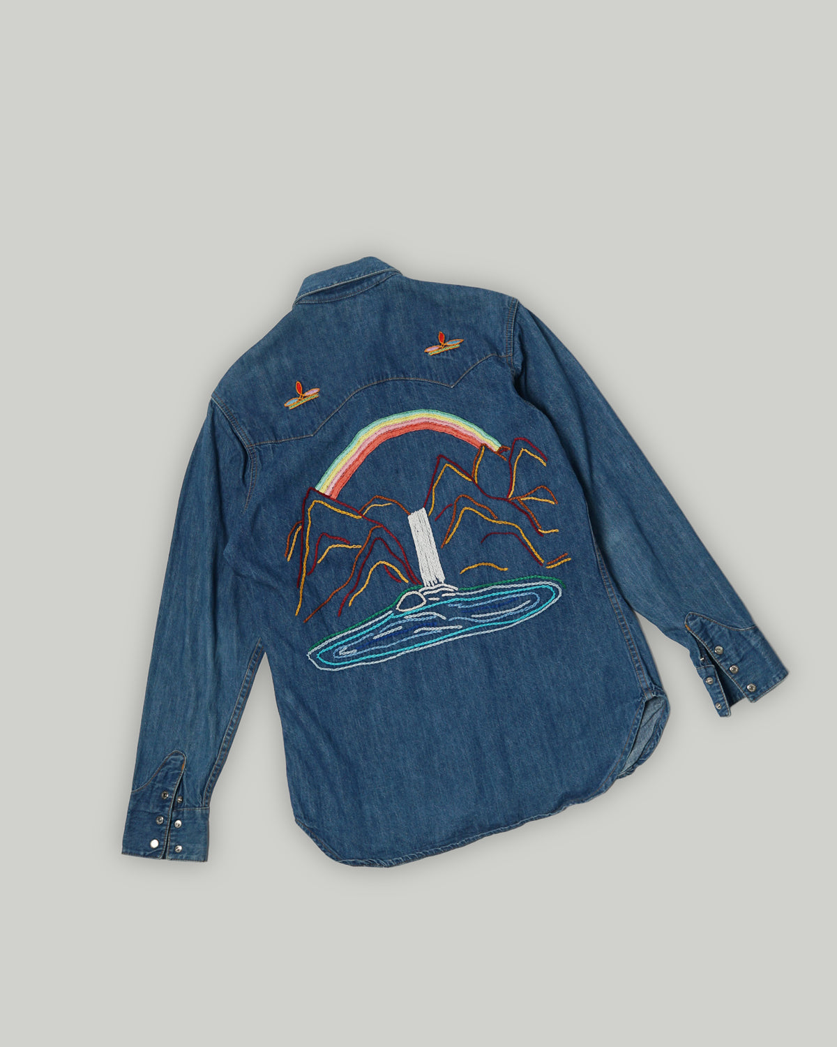 Polo Western Embroidered Denim Western Shirt - 图片 2