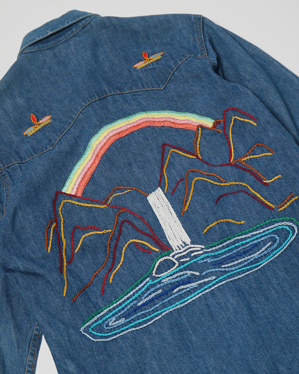 Polo Western Embroidered Denim Western Shirt - 图片 4