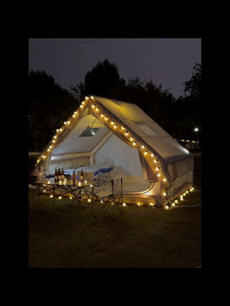 4-6 person inflatable camping tent, luxury inflatable tent with manual pump, easy to set up cabin tent, with mesh window, suitable for family camping and emergency shelter - 图片 12