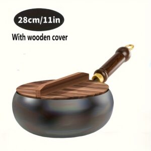 Covered Abutted Cast Iron Pot - Even Heat Distribution and Insulation, Versatile Sautéing and Frying, Easy-to-Clean Surface, Durable Kitchenware, Essential for Home Chefs, Chef's Pot