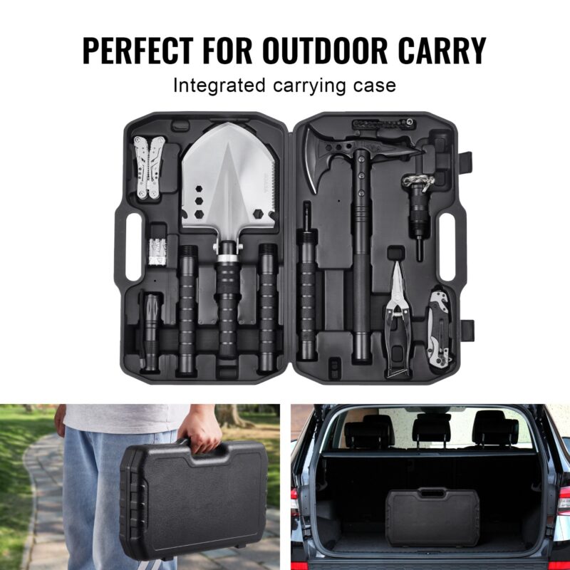 VEVOR survival shovel survival axe 28 in 1 camping folding shovel with axe