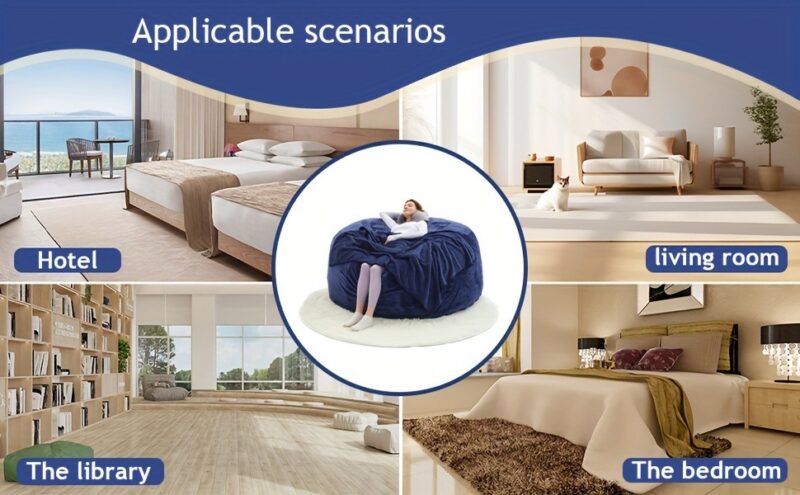 Giant 6-foot memory foam furniture bean bag (3 gifts: U-shaped pillow, blanket pillow, 6-foot carpet) - soft microfiber cover large sofa - 图片 3