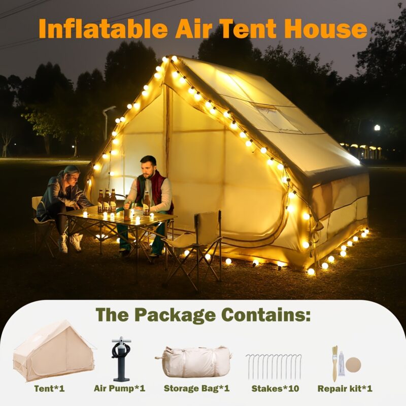 4-6 person inflatable camping tent, luxury inflatable tent with manual pump, easy to set up cabin tent, with mesh window, suitable for family camping and emergency shelter - 图片 3