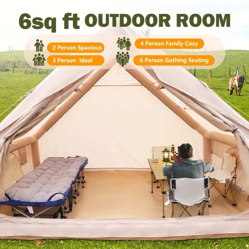 4-6 person inflatable camping tent, luxury inflatable tent with manual pump, easy to set up cabin tent, with mesh window, suitable for family camping and emergency shelter - 图片 4