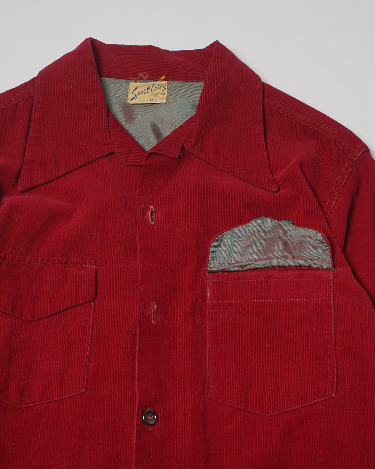 1940's Corduroy Open Collar Shirt - 图片 4