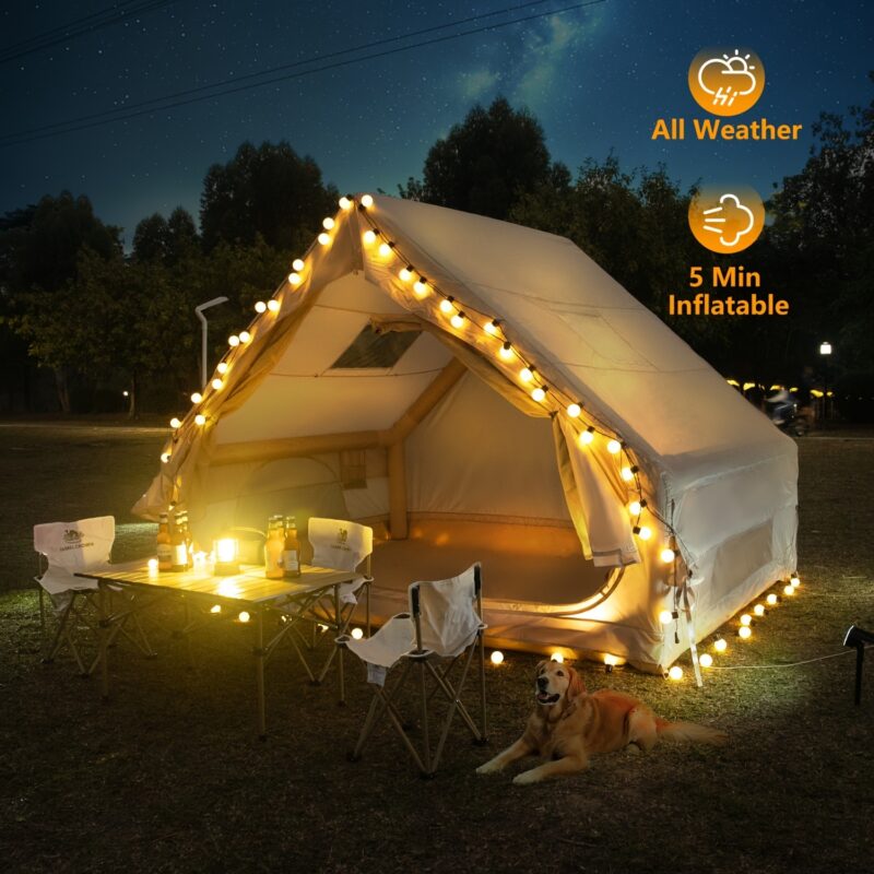 4-6 person inflatable camping tent, luxury inflatable tent with manual pump, easy to set up cabin tent, with mesh window, suitable for family camping and emergency shelter - 图片 5