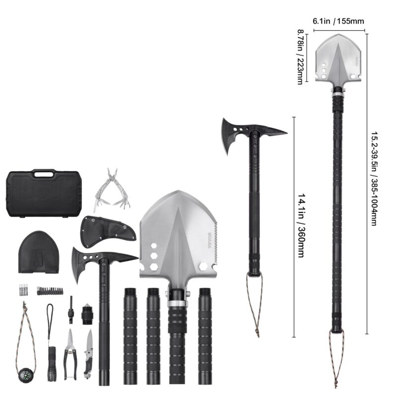 VEVOR survival shovel survival axe 28 in 1 camping folding shovel with axe - 图片 7