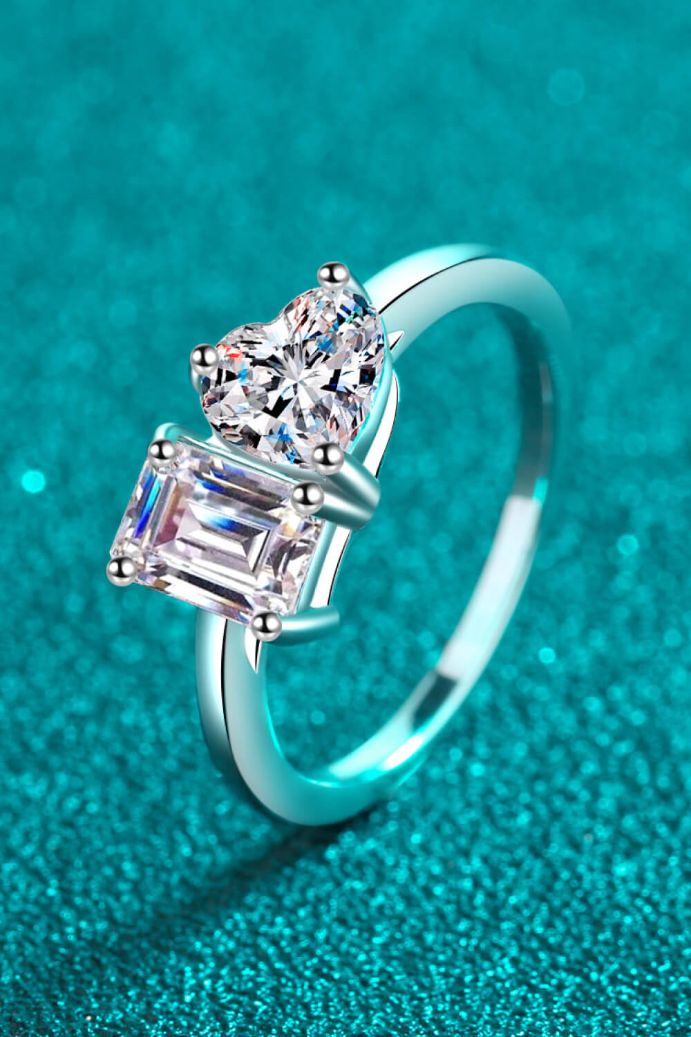 Rhodium-Plated 2 Carat Moissanite Ring - 图片 3