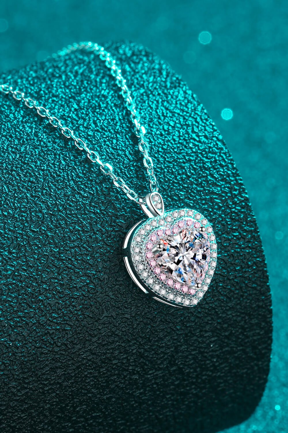 925 Sterling Silver 1 Carat Moissanite Heart Pendant Necklace - 图片 2