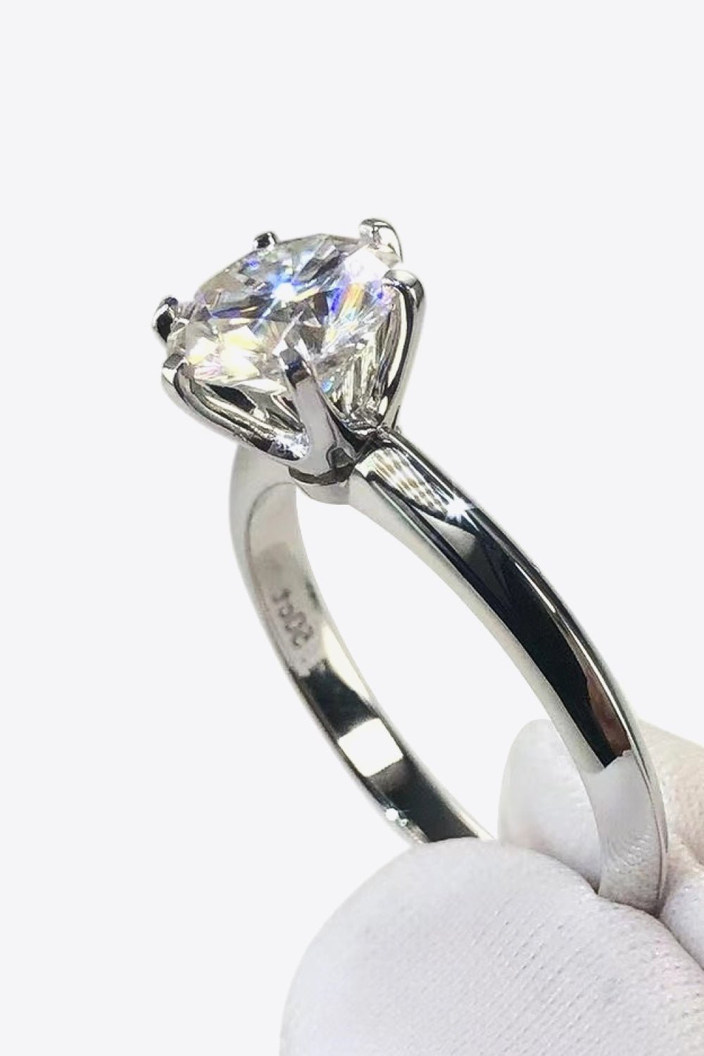 925 Sterling Silver 3 Carat Moissanite 6-Prong Ring - 图片 3