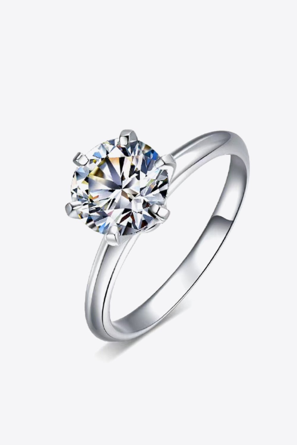 925 Sterling Silver 3 Carat Moissanite 6-Prong Ring - 图片 4