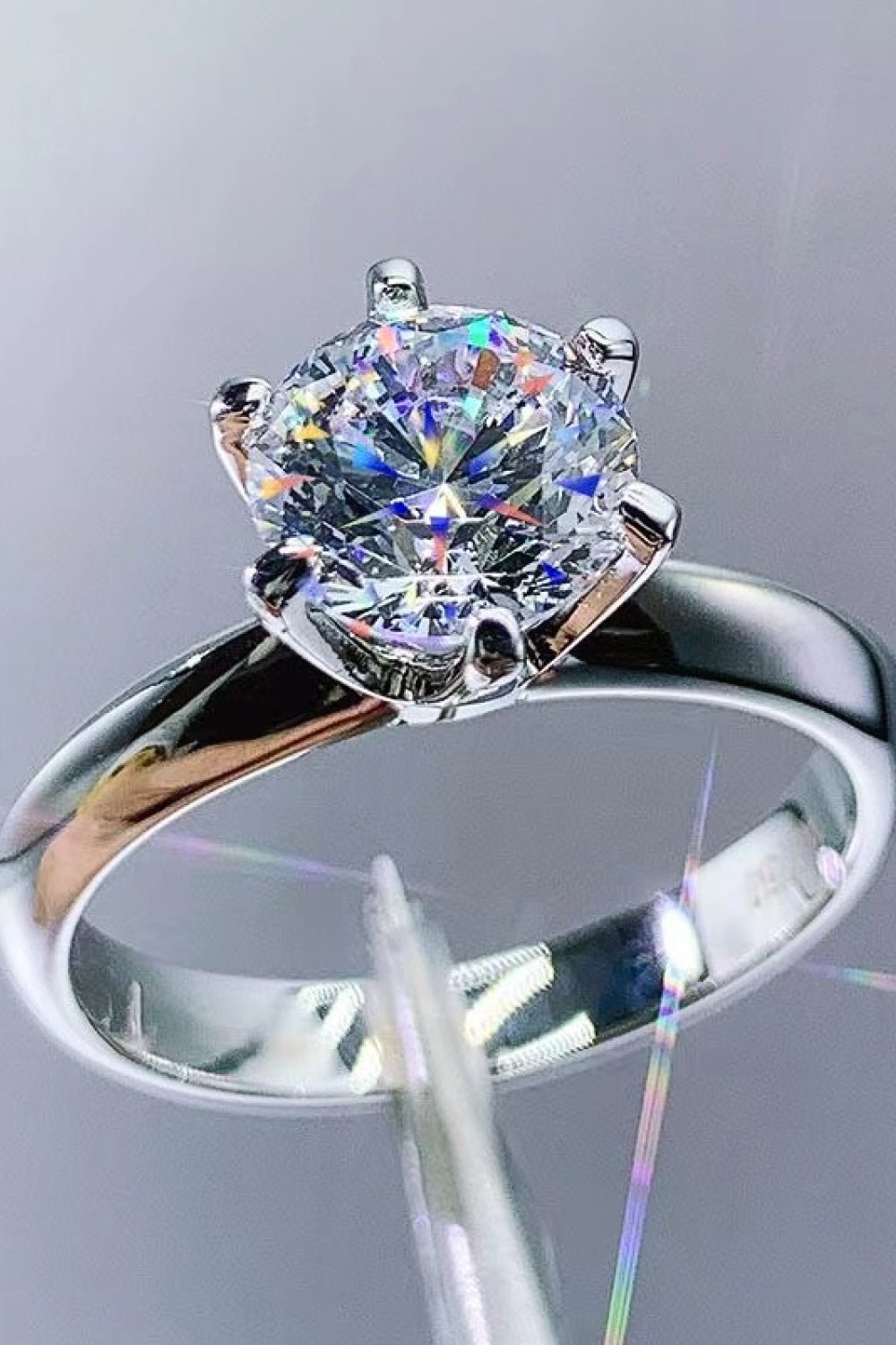 925 Sterling Silver 3 Carat Moissanite 6-Prong Ring - 图片 2