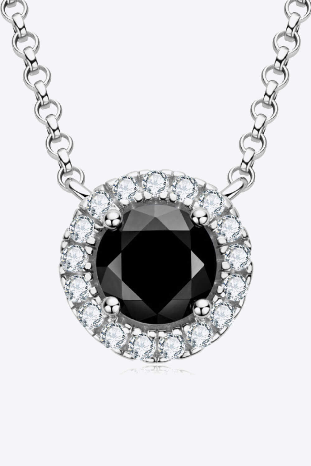 Two-Tone 1 Carat Moissanite Round Pendant Necklace - 图片 3