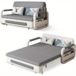 Modern multifunctional folding sofa bed, double seat design with built-in storage space, suitable for living room/balcony/apartment use