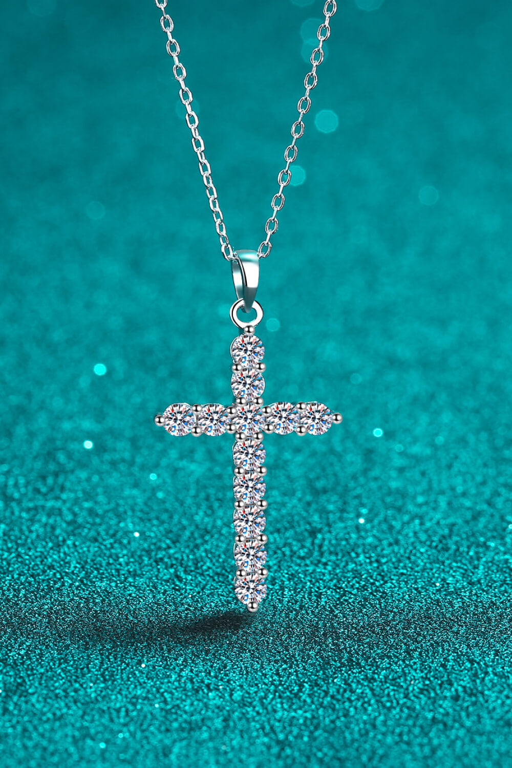 Moissanite Cross Pendant Chain Necklace - 图片 3