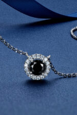 Two-Tone 1 Carat Moissanite Round Pendant Necklace