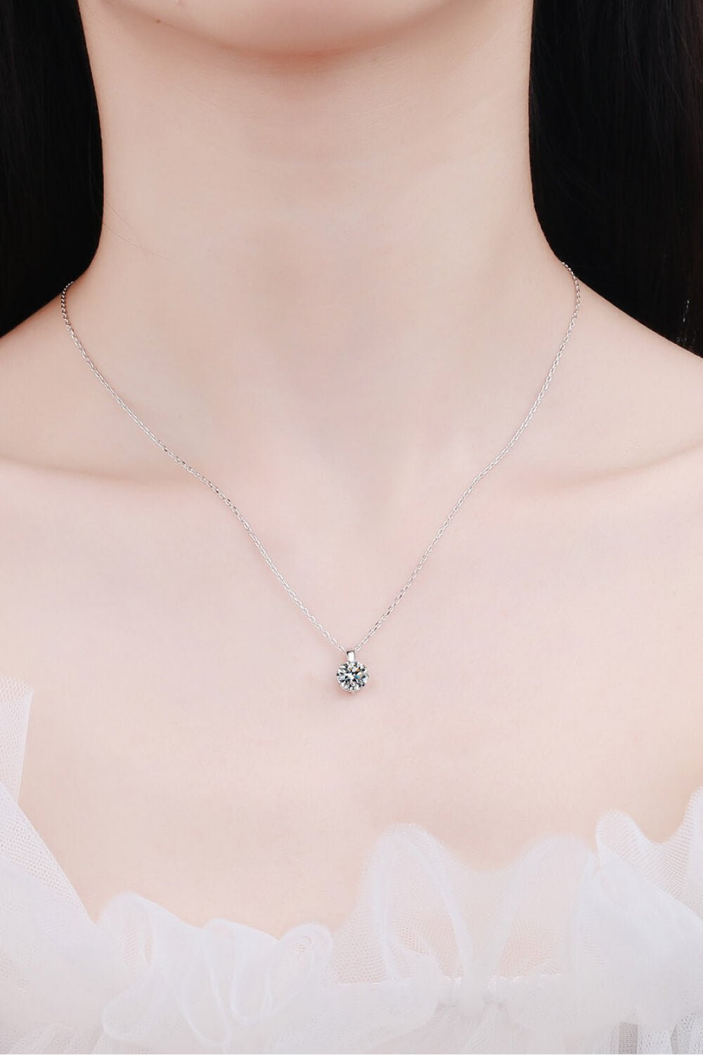 Minimalist 925 Sterling Silver Moissanite Pendant Necklace - 图片 2