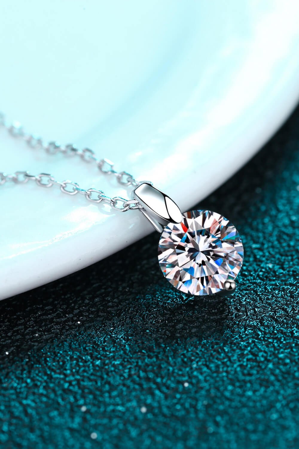 Minimalist 925 Sterling Silver Moissanite Pendant Necklace - 图片 4